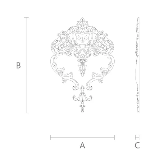 C-031 medium horizontal carved floral acanthus scrolls wood onlay applique baroque style